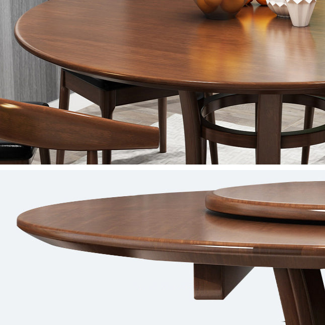 Mesa de madera maciza redonda minimalista Mesa de comedor estándar de cocina con base de pedestal