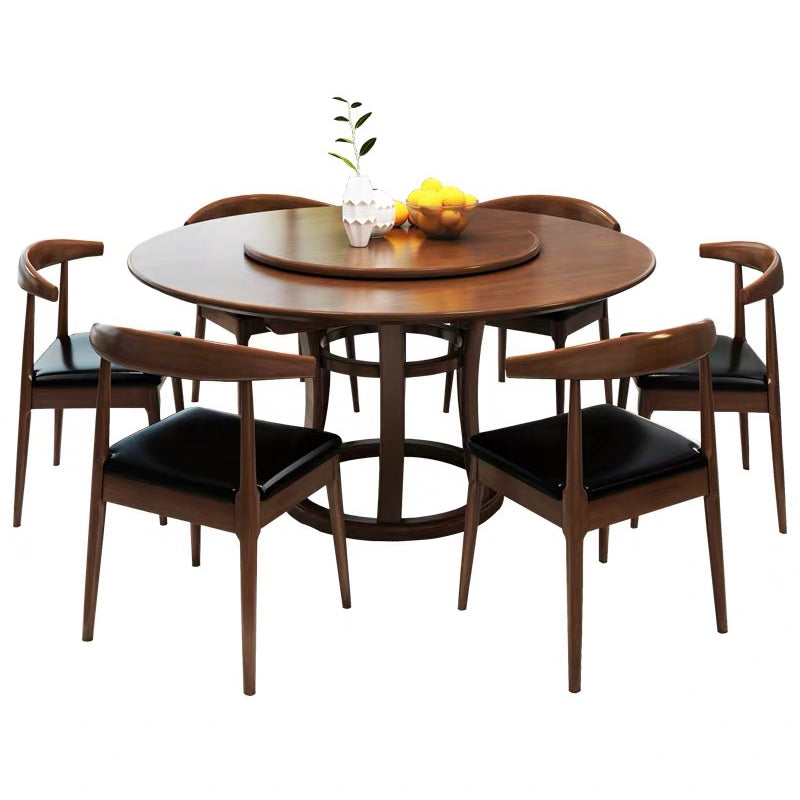 Mesa de madera maciza redonda minimalista Mesa de comedor estándar de cocina con base de pedestal