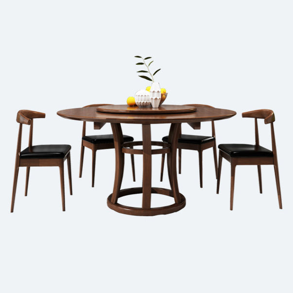 Mesa de madera maciza redonda minimalista Mesa de comedor estándar de cocina con base de pedestal