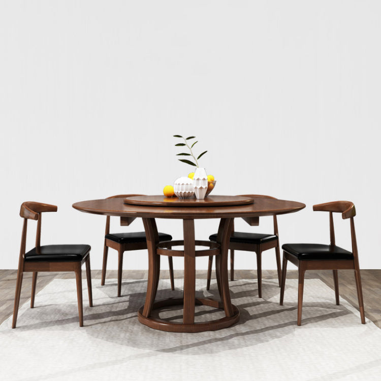 Mesa de madera maciza redonda minimalista Mesa de comedor estándar de cocina con base de pedestal