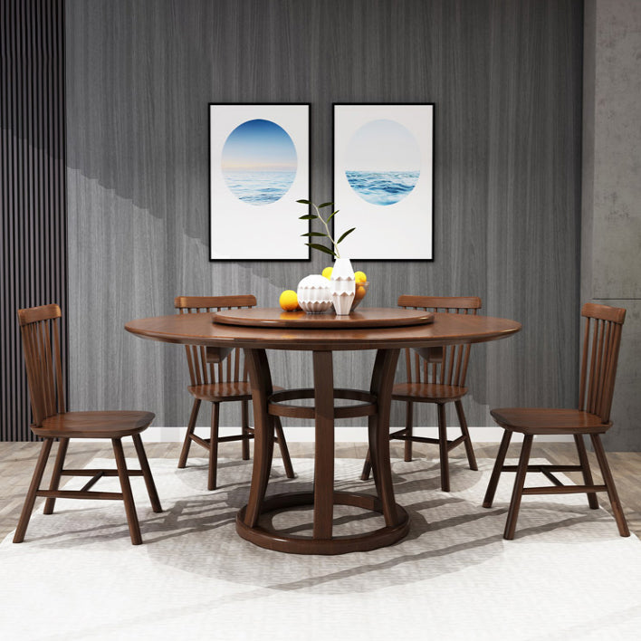 Mesa de madera maciza redonda minimalista Mesa de comedor estándar de cocina con base de pedestal