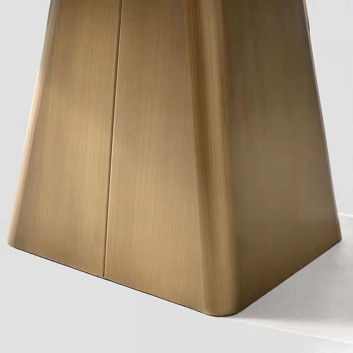 Traditional Rectangle Luxury Dining Table White Sintered Stone Table with Metal Pedestal Base