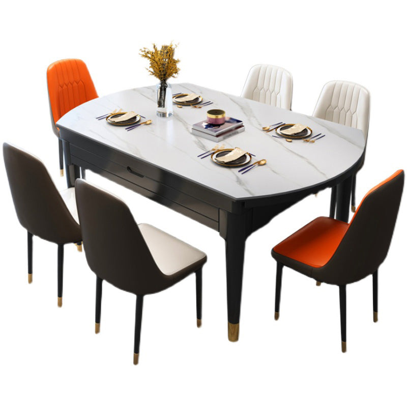 Round Dining Site Table Traditional Luxury Dinner Room Furniture with Drop-Leaf