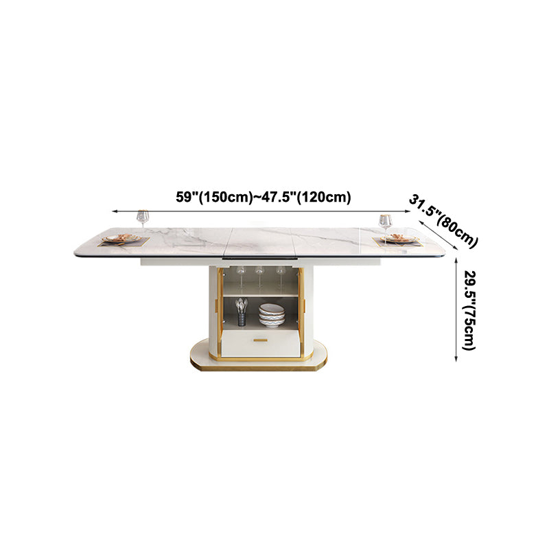 Ausleitbarer Sinterstein -Esstisch für ein Luxus -Aufbewahrungstisch mit Sockel in Restaurant