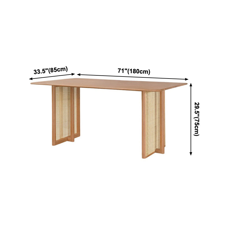 Rectangle Ash Wood Table for Restaurant Modern Dining Table with Double Pedestal