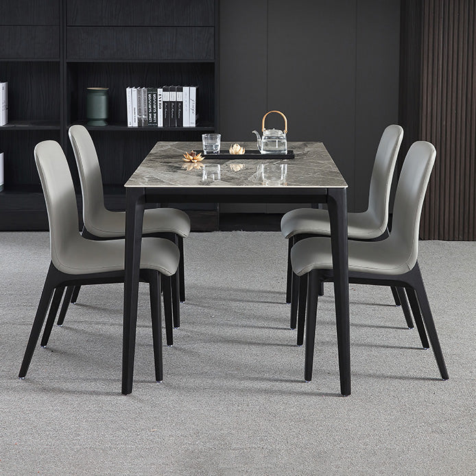 Rechthoek 4 poten industriële tafel grijze tonus vaste tafel van gesinterde steen