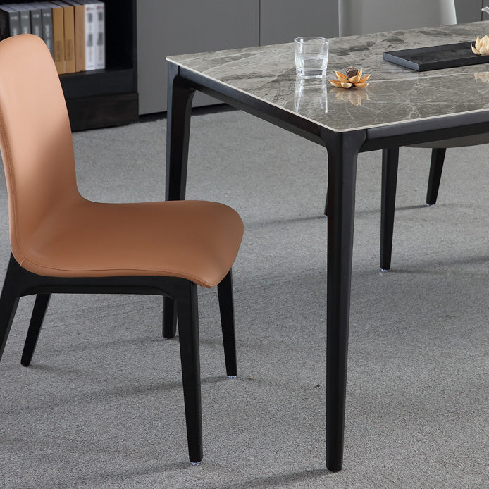 Rechthoek 4 poten industriële tafel grijze tonus vaste tafel van gesinterde steen