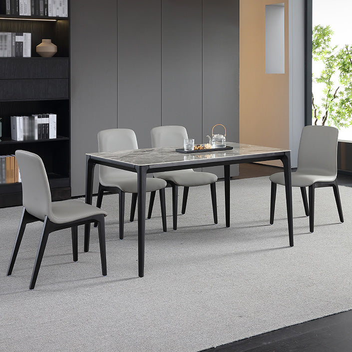 Rechthoek 4 poten industriële tafel grijze tonus vaste tafel van gesinterde steen