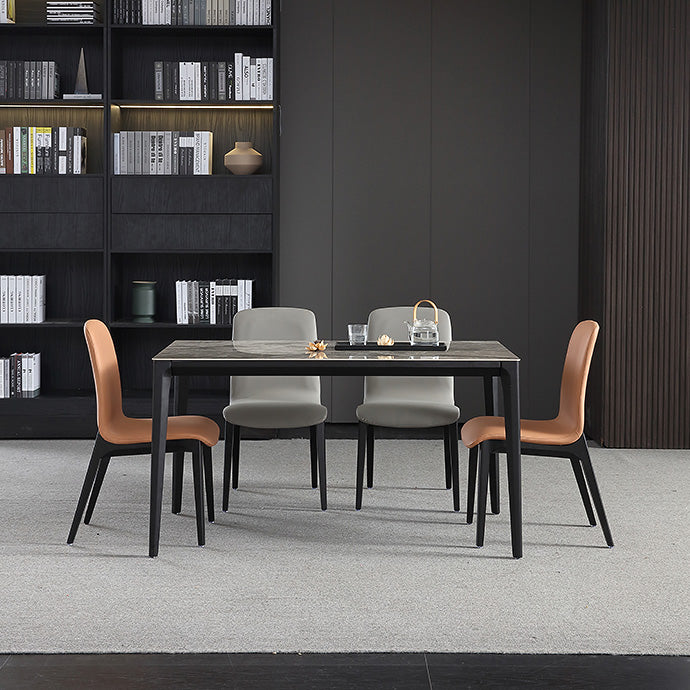Rechthoek 4 poten industriële tafel grijze tonus vaste tafel van gesinterde steen