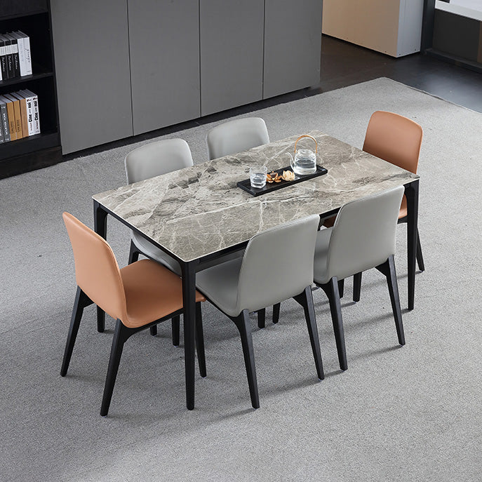 Rechthoek 4 poten industriële tafel grijze tonus vaste tafel van gesinterde steen