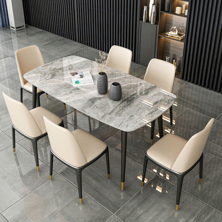 Mesa de comedor de lujo rectángulo Tono gris FIJA Mesa fija de piedra sinterizada