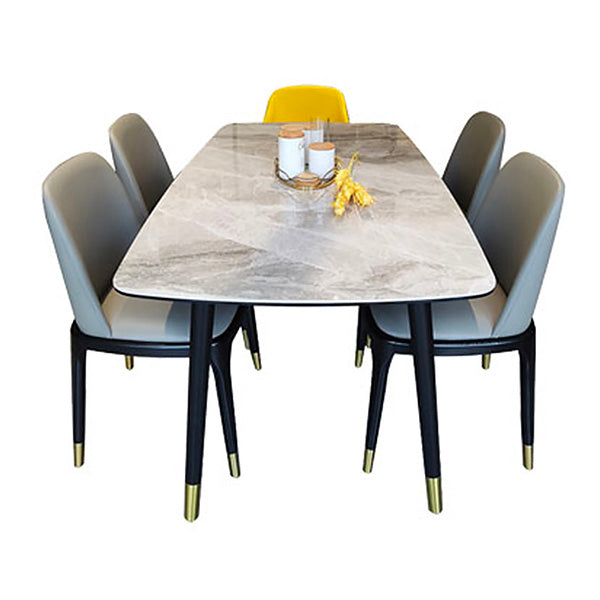 Mesa de comedor de lujo rectángulo Tono gris FIJA Mesa fija de piedra sinterizada