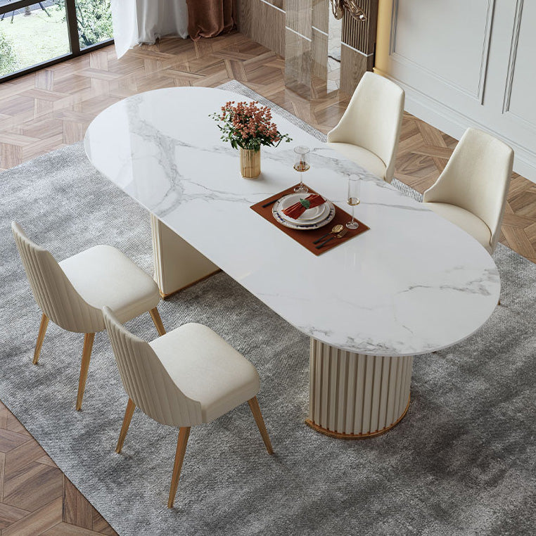 Oval Double Pedestal Dining Table Traditional Luxury Stone Furniture