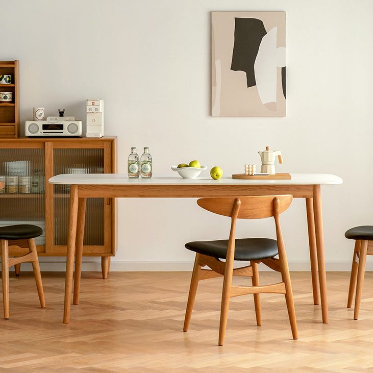 Contemporary White Standard Dining Table Sintered Stone Top Dining Table for Kitchen