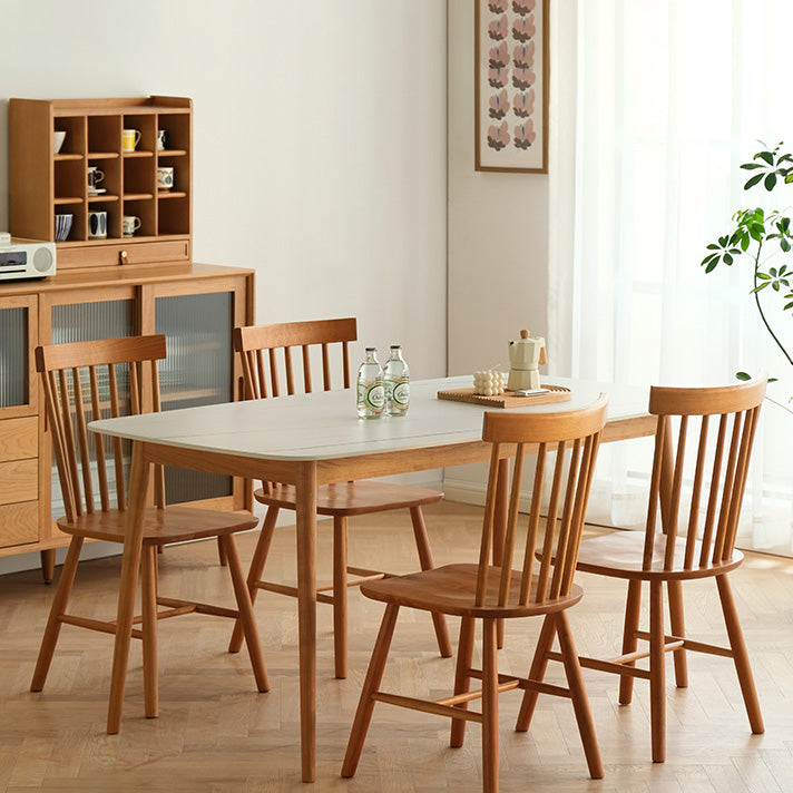 Contemporary White Standard Dining Table Sintered Stone Top Dining Table for Kitchen