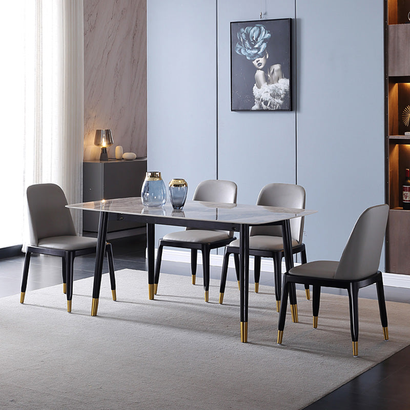 Rectangle Grey Tone Dining Table Sintered Stone Table Luxury with 4 Legs