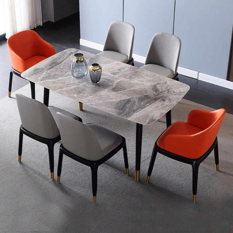 Rectangle Grey Tone Dining Table Sintered Stone Table Luxury with 4 Legs