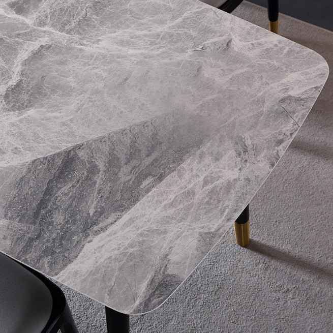 Rectangle Grey Tone Dining Table Sintered Stone Table Luxury with 4 Legs