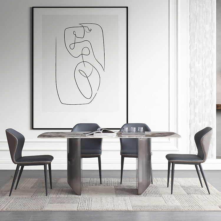 Metal Traditional Luxury Table Rectangular Sintered Stone Table