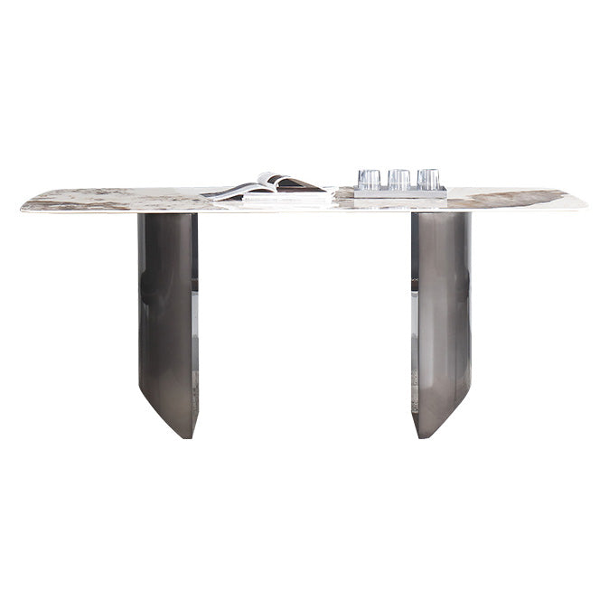 Metal Traditional Luxury Table Rectangular Sintered Stone Table