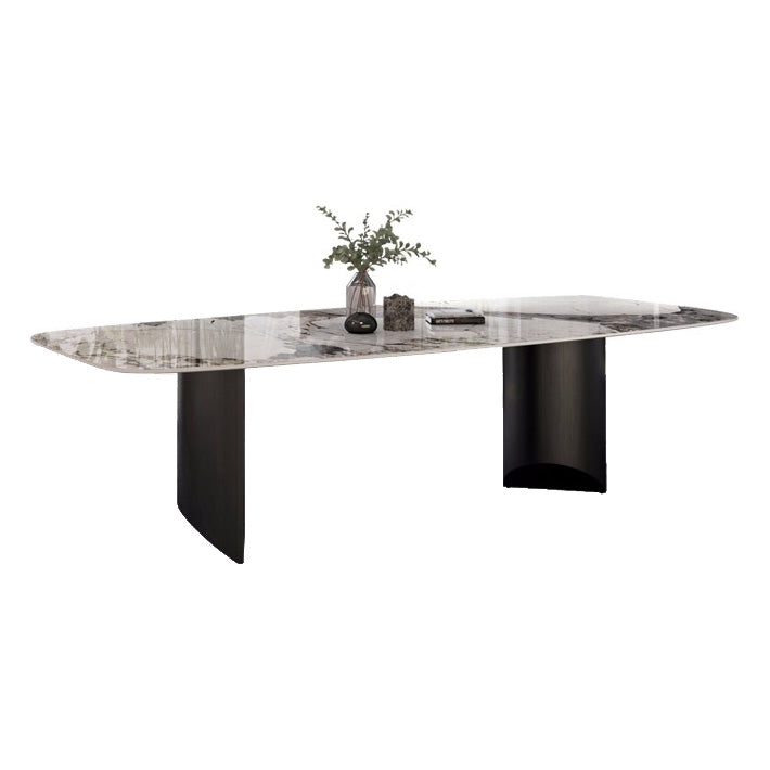 Metal Traditional Luxury Table Rectangular Sintered Stone Table