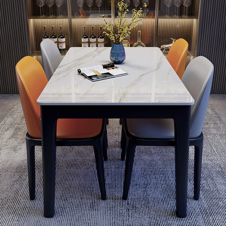 Rectangle Industrial Dining Table Two-Color Fixed Table with Sintered Stone