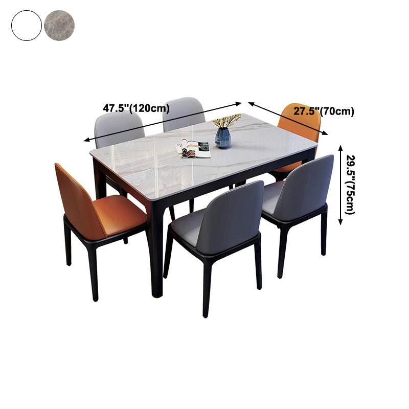 Rectangle Industrial Dining Table Two-Color Fixed Table with Sintered Stone