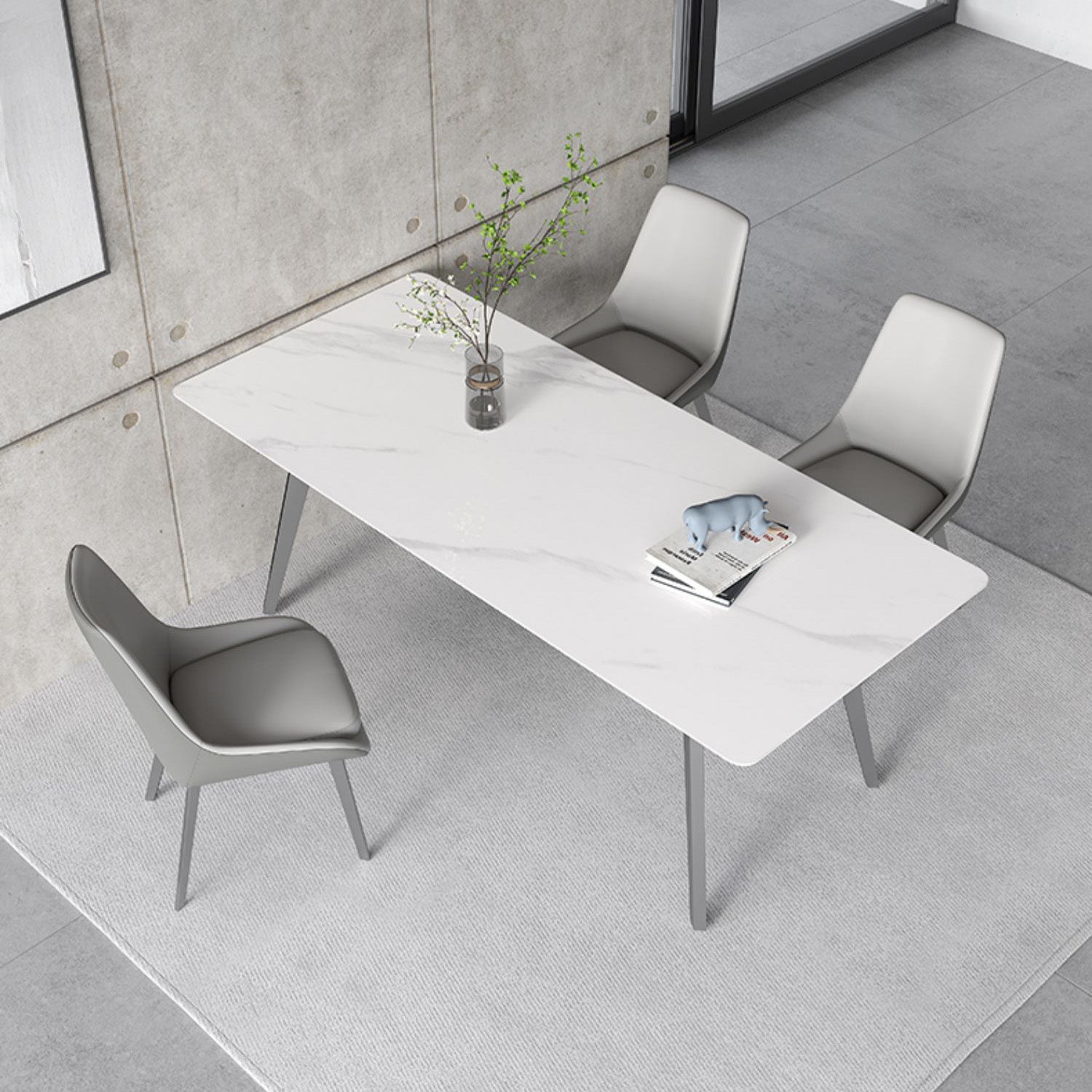 Luxury Sintered Stone Top Table Rectangle Table with 4 Legs for Restaurant