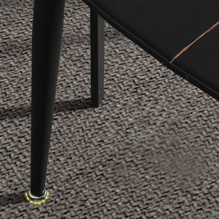 Rectangle Industrial Dining Room Table Sintered Stone Table with 4 Black Metal Legs