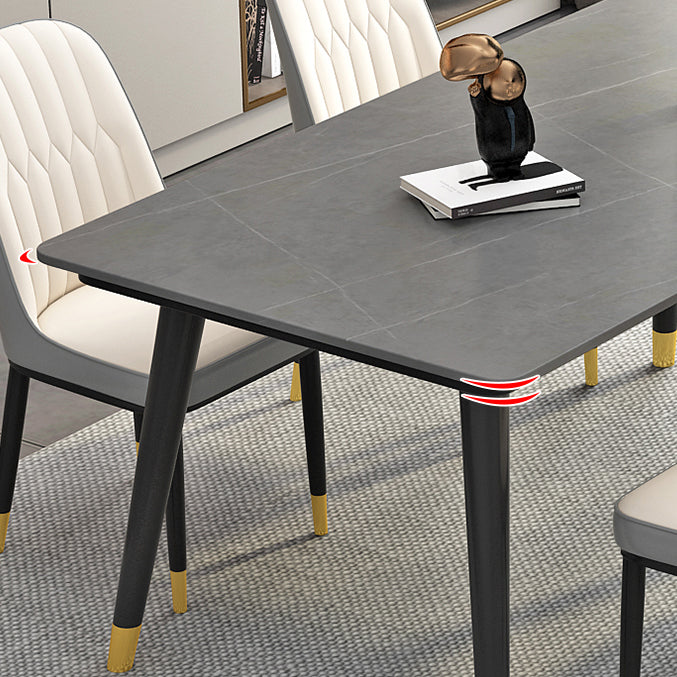 Mesa de piedra sinterizada de cocina industrial Mesa de comedor rectangular estándar con 4 patas Base