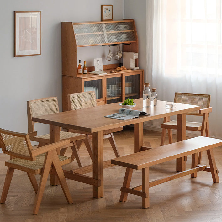 Rectangle Trestle Furniture Pine Solid Wood Dining Room Collection for Home