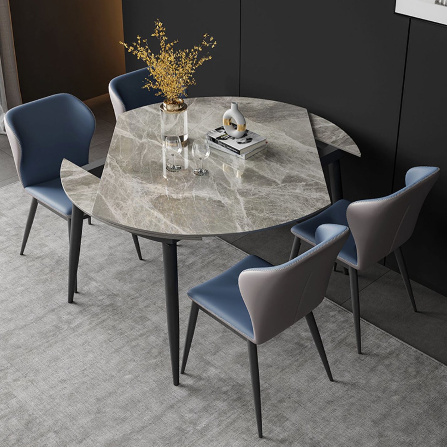 Mesa de piedra sinterizada moderna mesa de comedor de cocina estándar en gris