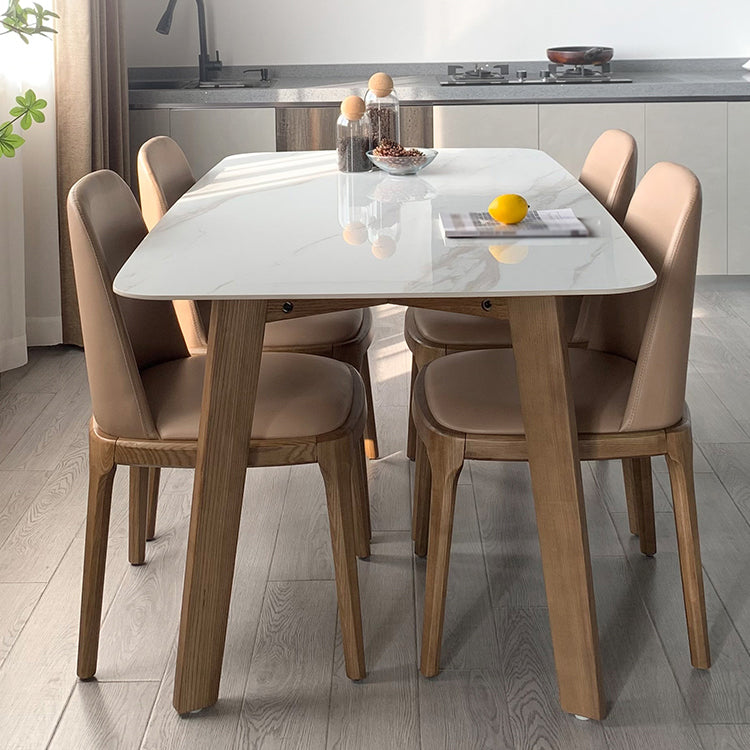 Eigentijdse gesinterde stenen eettafel rechthoekige vorm eettafel met 4 poten tafel