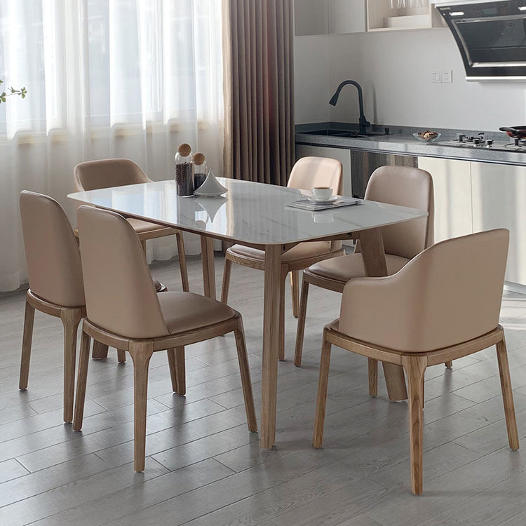 Eigentijdse gesinterde stenen eettafel rechthoekige vorm eettafel met 4 poten tafel