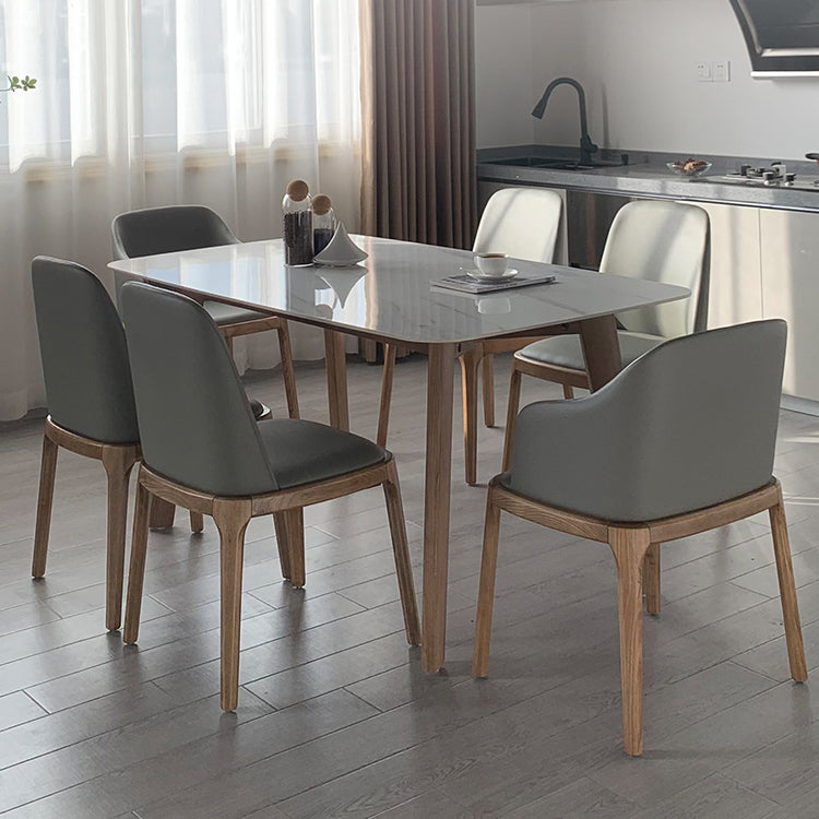 Eigentijdse gesinterde stenen eettafel rechthoekige vorm eettafel met 4 poten tafel