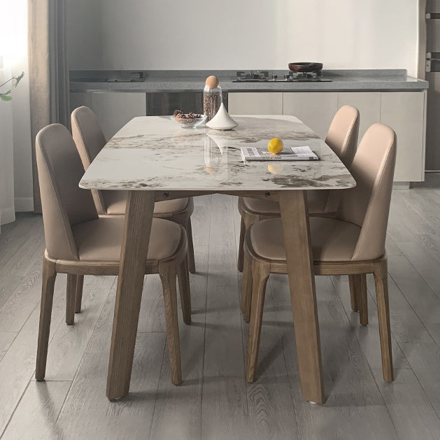 Eigentijdse gesinterde stenen eettafel rechthoekige vorm eettafel met 4 poten tafel