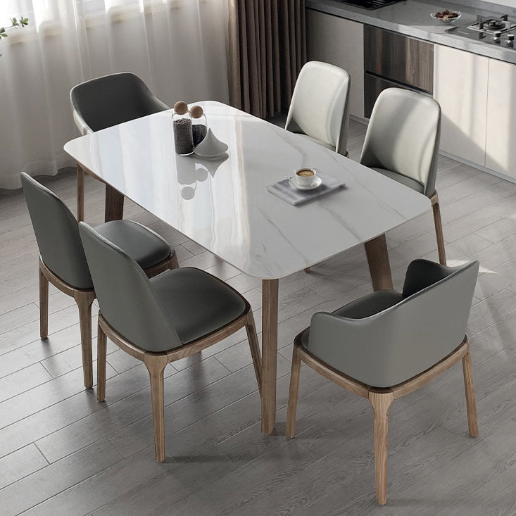 Eigentijdse gesinterde stenen eettafel rechthoekige vorm eettafel met 4 poten tafel
