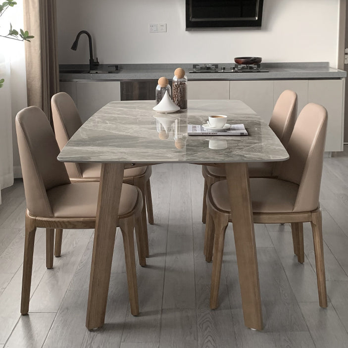 Eigentijdse gesinterde stenen eettafel rechthoekige vorm eettafel met 4 poten tafel