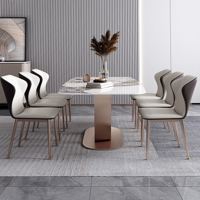 55.12''L Glam Sintered Stone Table Rectangle Dining Table for Kitchen