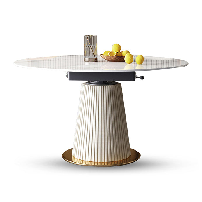 Glam Round Shape Dining Table Standard Sintered Stone Dining Table with Pedestal Base