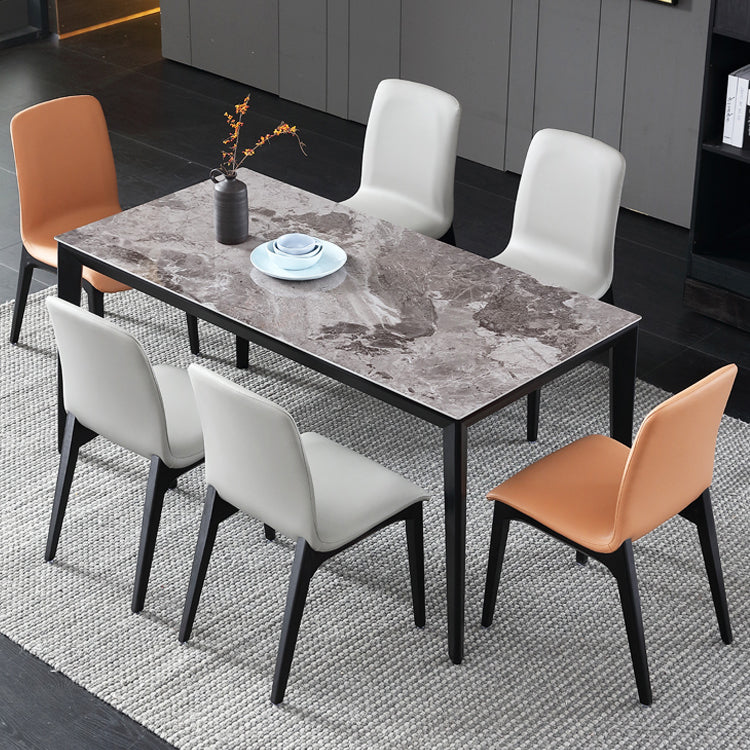 Mesa de tono gris de piedra sinterizada mesa de 4 patas de mediados del siglo para el comedor