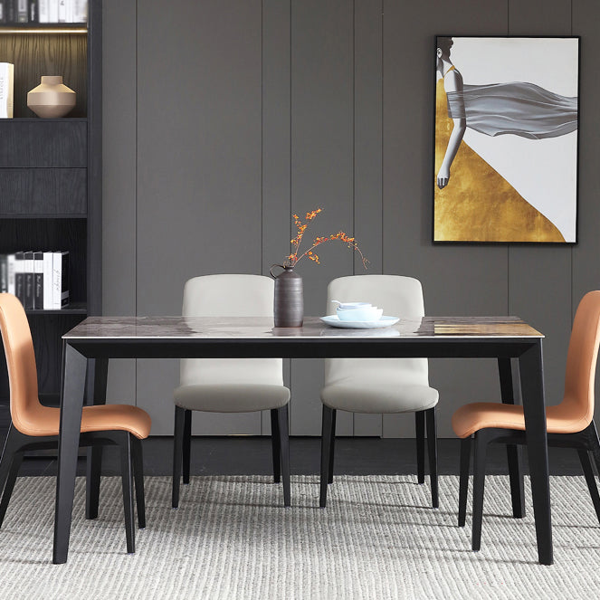 Mesa de tono gris de piedra sinterizada mesa de 4 patas de mediados del siglo para el comedor