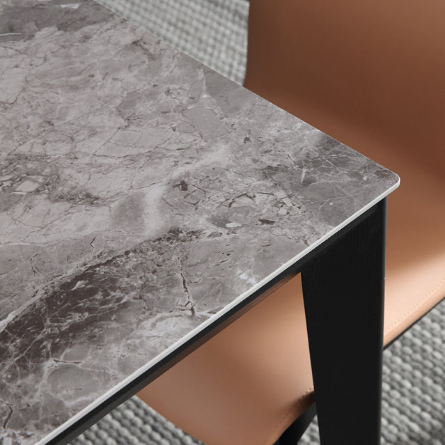 Mesa de tono gris de piedra sinterizada mesa de 4 patas de mediados del siglo para el comedor