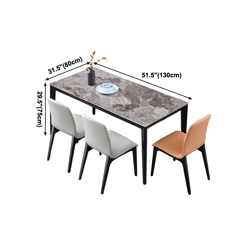Mesa de tono gris de piedra sinterizada mesa de 4 patas de mediados del siglo para el comedor