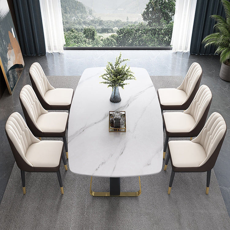 Mesa de comedor de piedra sinterizada de lujo Mesa de cocina rectangular con pedestal doble