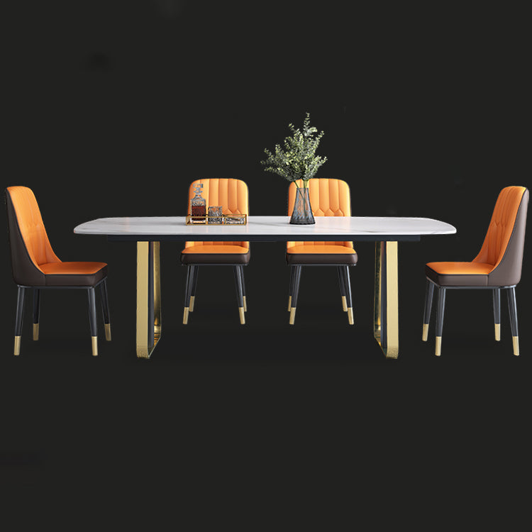 Mesa de comedor de piedra sinterizada de lujo Mesa de cocina rectangular con pedestal doble
