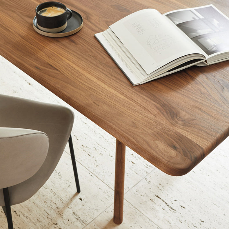 Rectangle Shape 4 Legs Minimalist Table Wood Color Fixed Table of Solid Wood