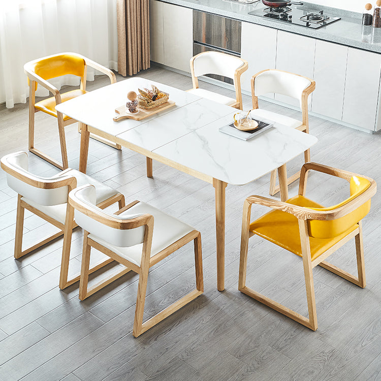 Minimalist Sintered Stone Dining Table White Extendable Dining Table for Kitchen
