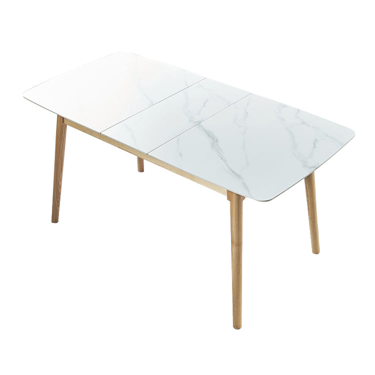 Minimalist Sintered Stone Dining Table White Extendable Dining Table for Kitchen