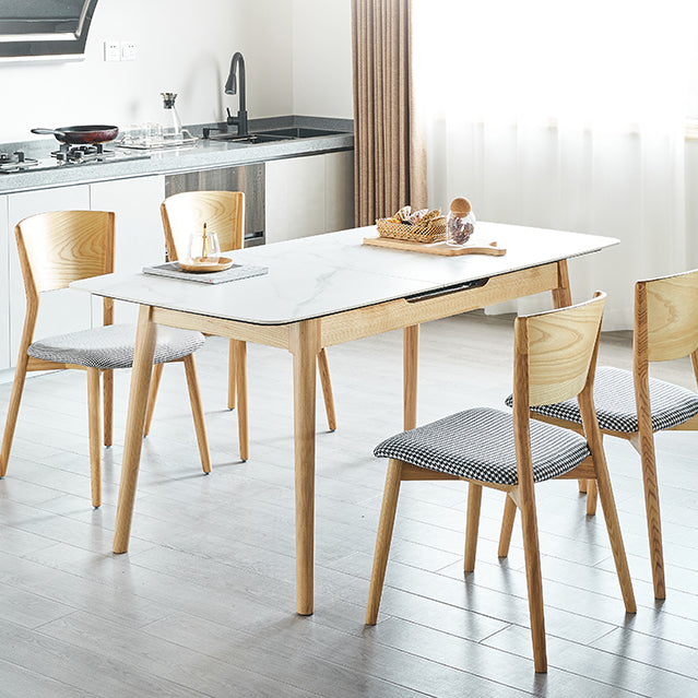 Minimalist Sintered Stone Dining Table White Extendable Dining Table for Kitchen